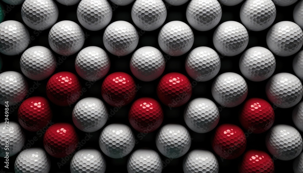 Top view A row of vibrant golf balls, a sporty decoration Top view A row of vibrant golf balls, a sporty decoration