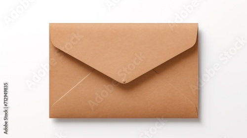 An open brown envelope on a white surface