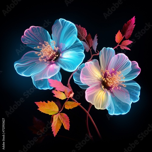 Bramble Cute Flower neon Color AI Generated pictures