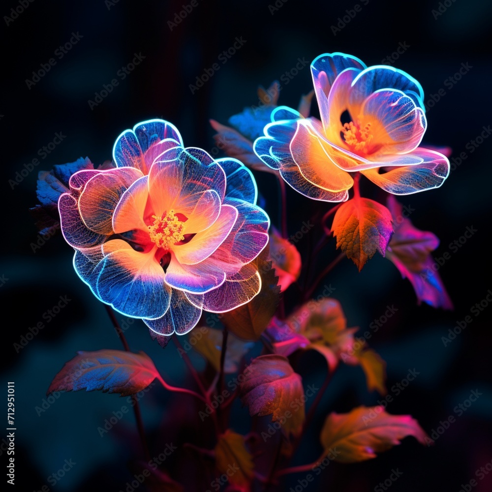 Bramble Flower neon Color AI Generated pictures Bramble Flower neon Color AI Generated pictures