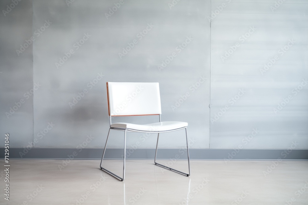 sleek white modernist chair against a plain gray wall sleek white modernist chair against a plain gray wall