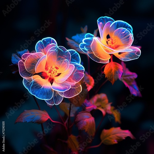 Bramble Flower neon Color AI Generated pictures