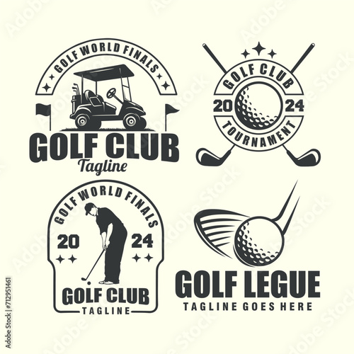 set of golf vintage badge emblem monochrome logo vector graphic illustration