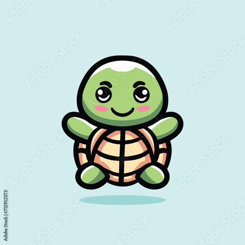 Turtle Mascot Cartoon Animal Vector Logo Design illustration