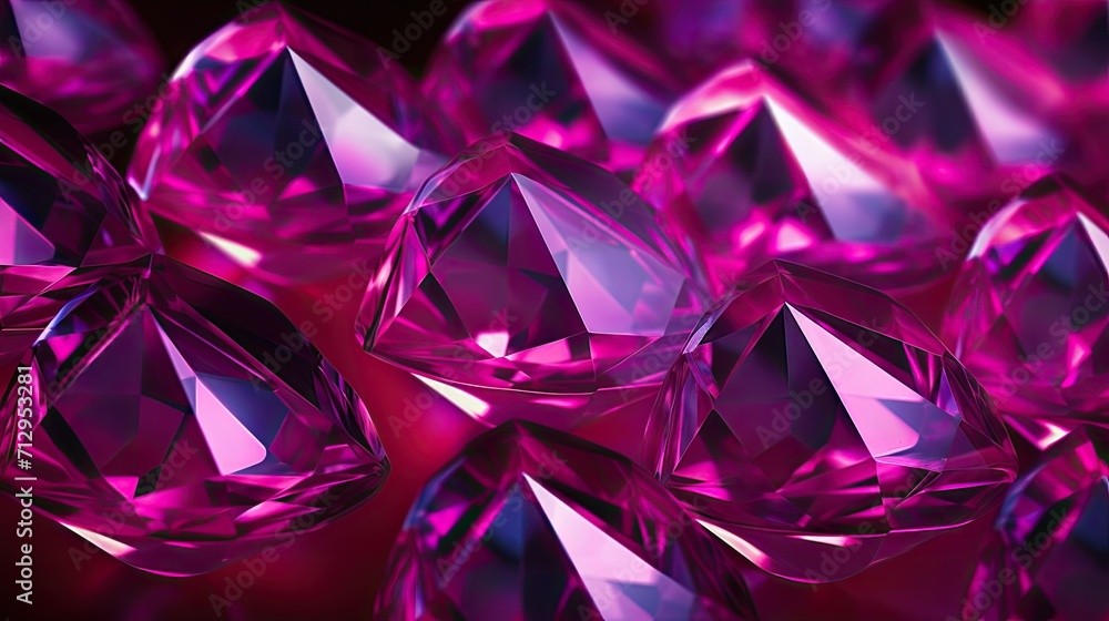 Background with neon pink diamonds arranged in a repeating pattern with a chromatic aberration effect and film grain Background with neon pink diamonds arranged in a repeating pattern with a chromatic aberration effect and film grain