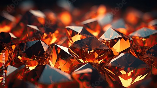 Background with neon orange diamonds arranged in a repeating pattern with a bokeh effect and color grading