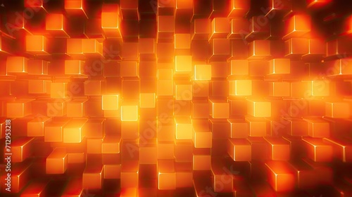 Background with neon orange squares arranged in a repeating pattern with a bokeh effect and color grading