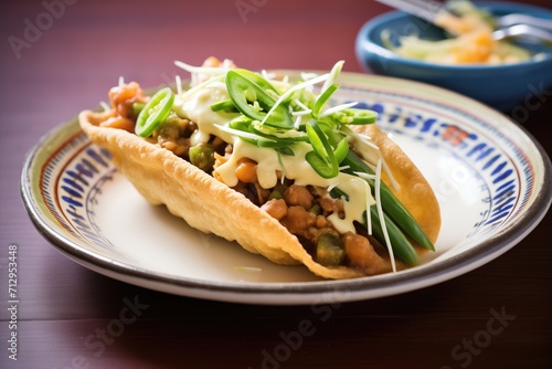 vegetarian chalupa with beans and cheese photo