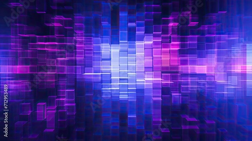 Background with neonpurple squares arranged in a repeating pattern with a glitch effect and digital distortion