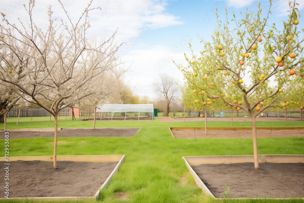 Fototapeta premium fruit trees with ground cover crops