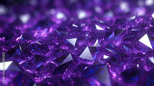 Background with purple diamonds arranged in a diamond pattern with a 3d effect and particle system photo