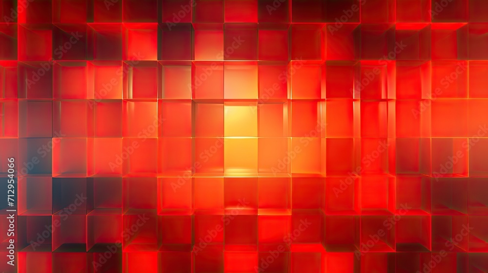 Background with red squares arranged in a grid pattern with a kaleidoscope effect and color gradient Background with red squares arranged in a grid pattern with a kaleidoscope effect and color gradient