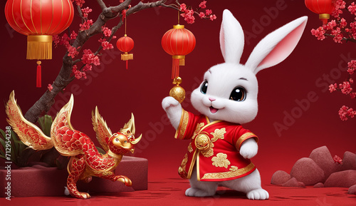 Year of the Rabbit , chinese new year rabbit , chinese new year background