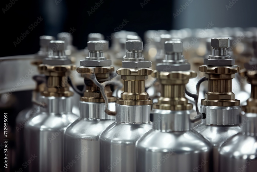 Bottle valve gas. Metallic and universal containers with tight lids. Generate AI Bottle valve gas. Metallic and universal containers with tight lids. Generate AI