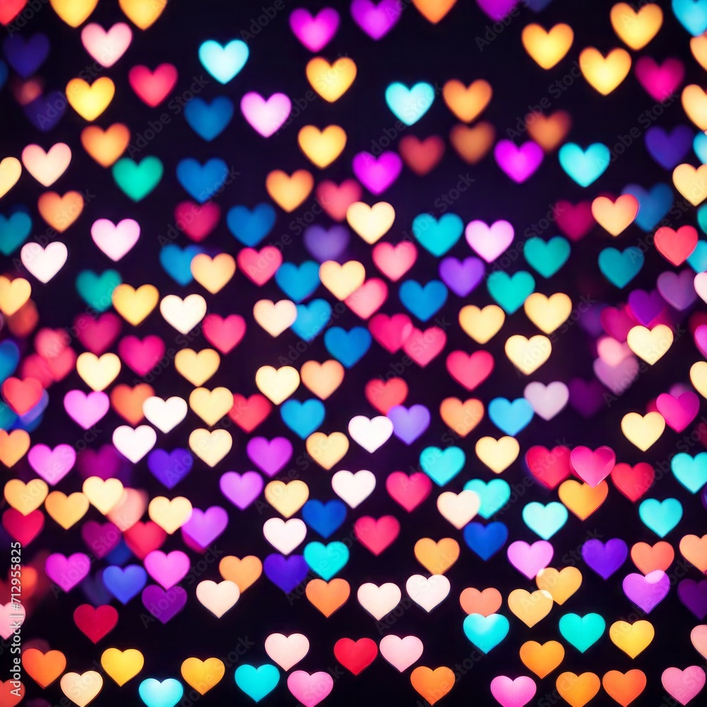 Colourful Heart shape lights Bokeh background