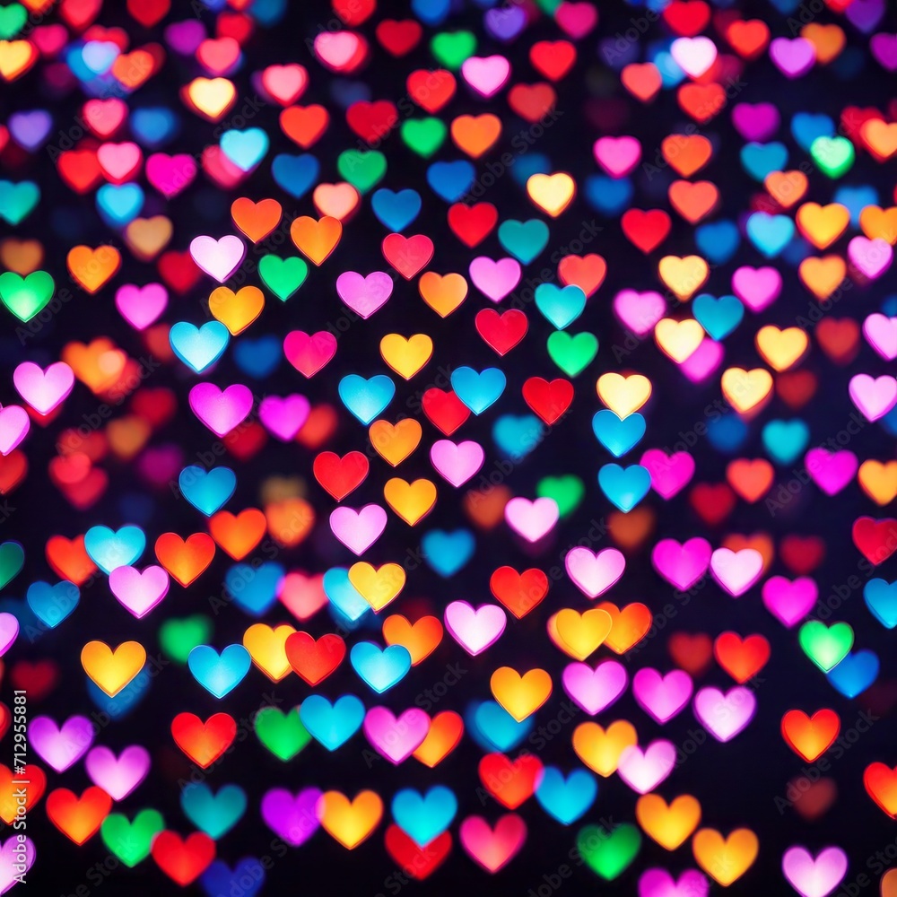 Colourful Heart shape lights Bokeh background