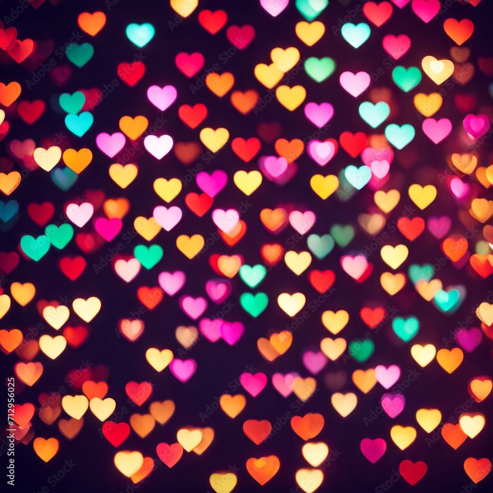 Colourful Heart shape lights Bokeh background Colourful Heart shape lights Bokeh background