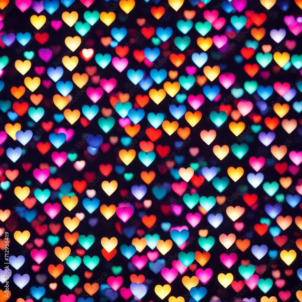 Colourful Heart shape lights Bokeh background