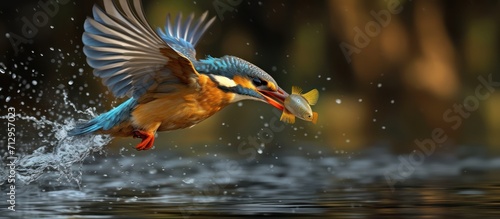 Kingfisher on the river hunting fish © gufron
