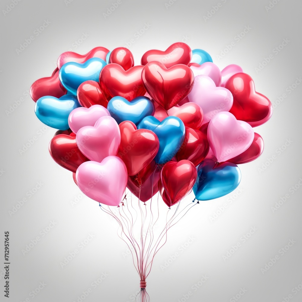 Heart shaped ballons isolated on white background