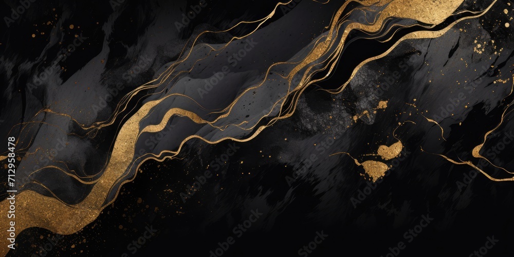 Black marble background with a gold and white pattern, featuring a textured and luxurious dark grey effect. Black marble background with a gold and white pattern, featuring a textured and luxurious dark grey effect.
