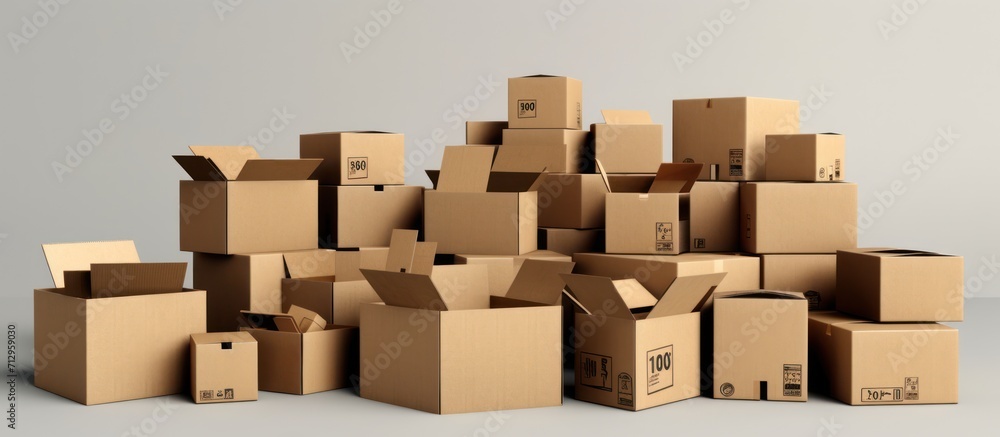 stack of cardboard boxes on white background stack of cardboard boxes on white background
