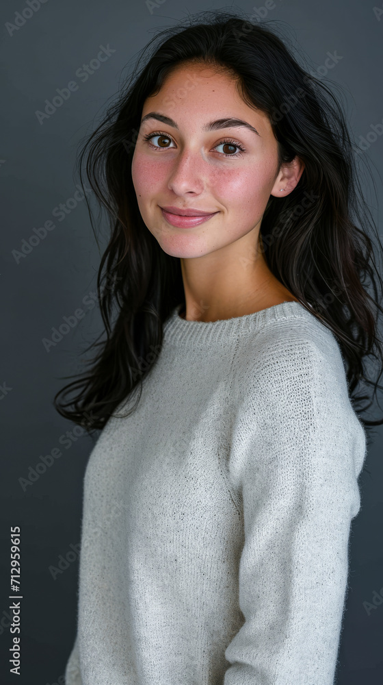 Portrait of a young positive woman looking at the camera Portrait of a young positive woman looking at the camera