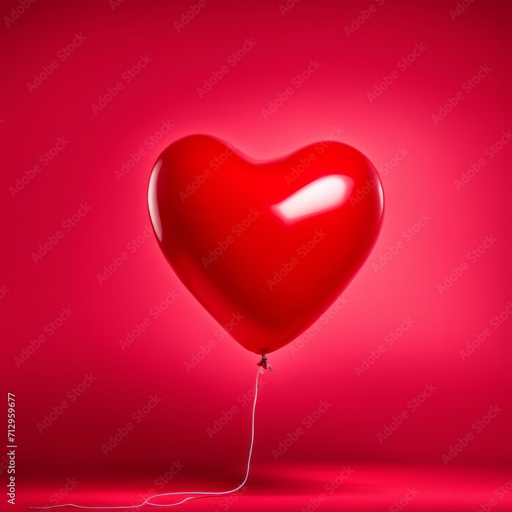 Red color Heart shaped balloon isolated on red background Red color Heart shaped balloon isolated on red background