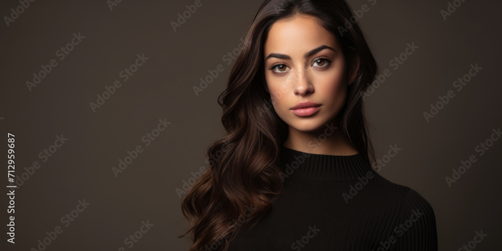 Fototapeta premium Portrait of a young positive woman looking at the camera