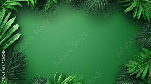 Tropical paper palm leaves frame