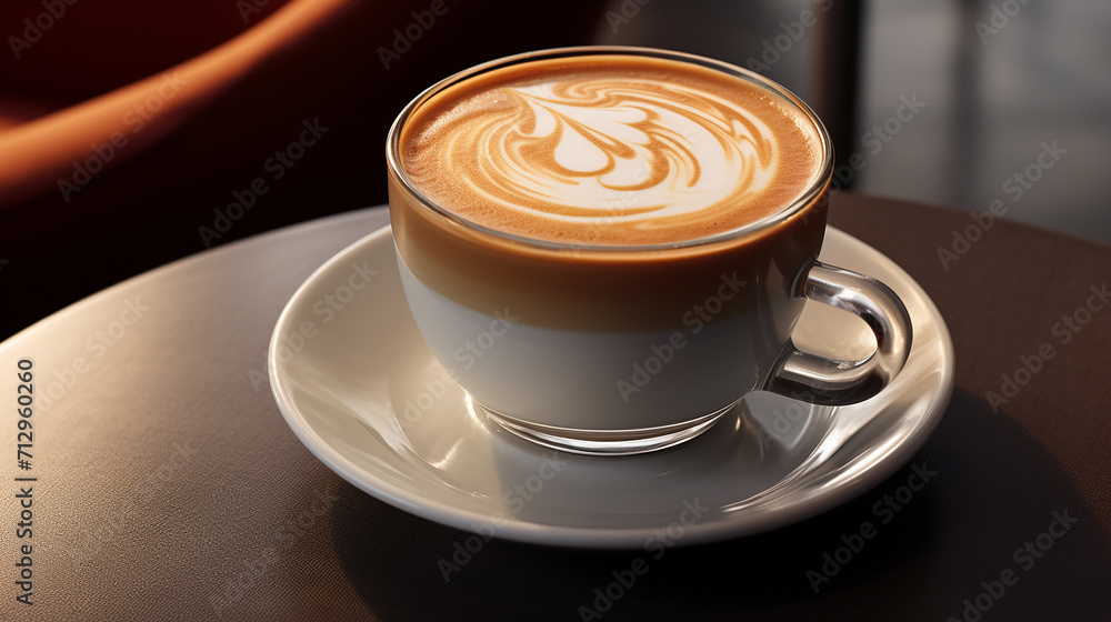 caramel latte on transparent cup. slightly above front. 3d rendering. caramel latte on transparent cup. slightly above front. 3d rendering.