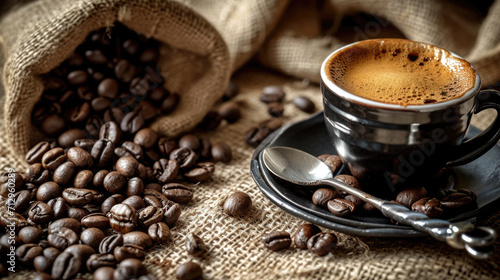 Close-up of a dark teal ceramic coffee cup full of black coffee, placed on a matching saucer.