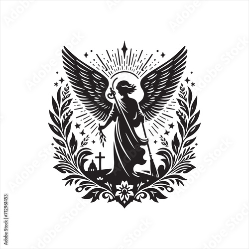 Radiant Revelations: Messengers Silhouette Illuminating the Radiance of Angel Silhouettes - Messengers Silhouette - Angel Vector
