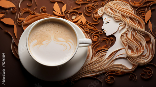 coffee in art with paper cut style