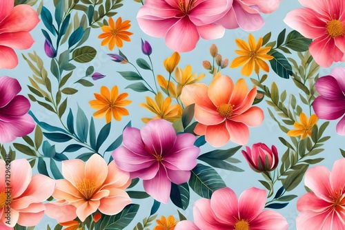 Seamless background with flowers.