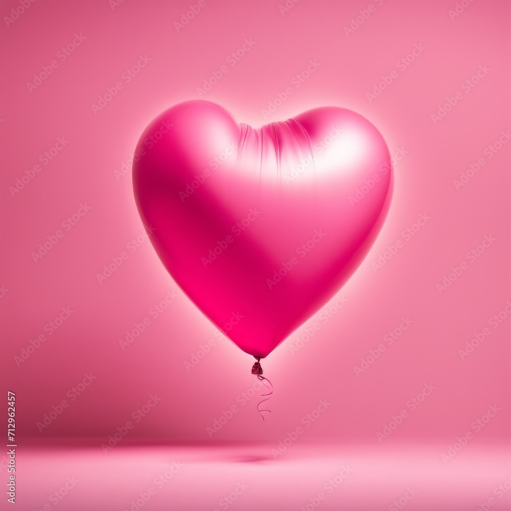 Pink color Heart shaped balloon isolated on pink background