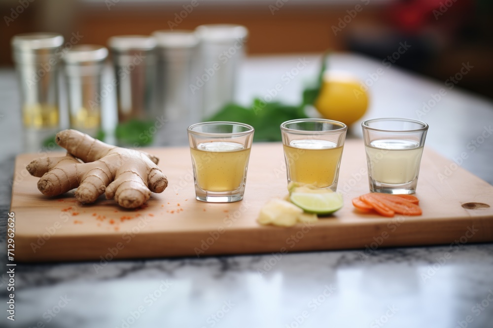assorted ginger shots with different spice add-ons assorted ginger shots with different spice add-ons