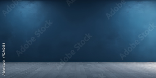 Glowing blue grunge wall on reflect metallic floor photo abstract luxury gradient blue background Elegant Photo Background with Texture