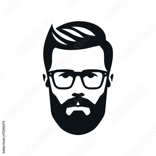man's face with glasses and beard nerd or geek