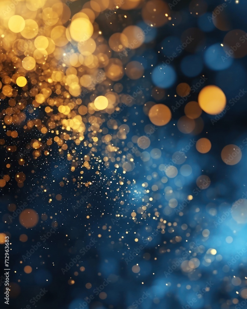 Abstract luxury gold and blue bokeh lights. Holiday concept