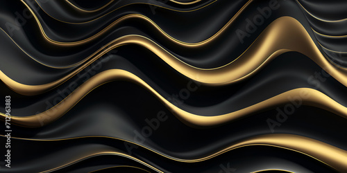 Black and gold wallpaper with a black background ,Golden Noir 3D Abstract Wallpaper with Dark Golden,Dark Background with Luxurious Gold. photo