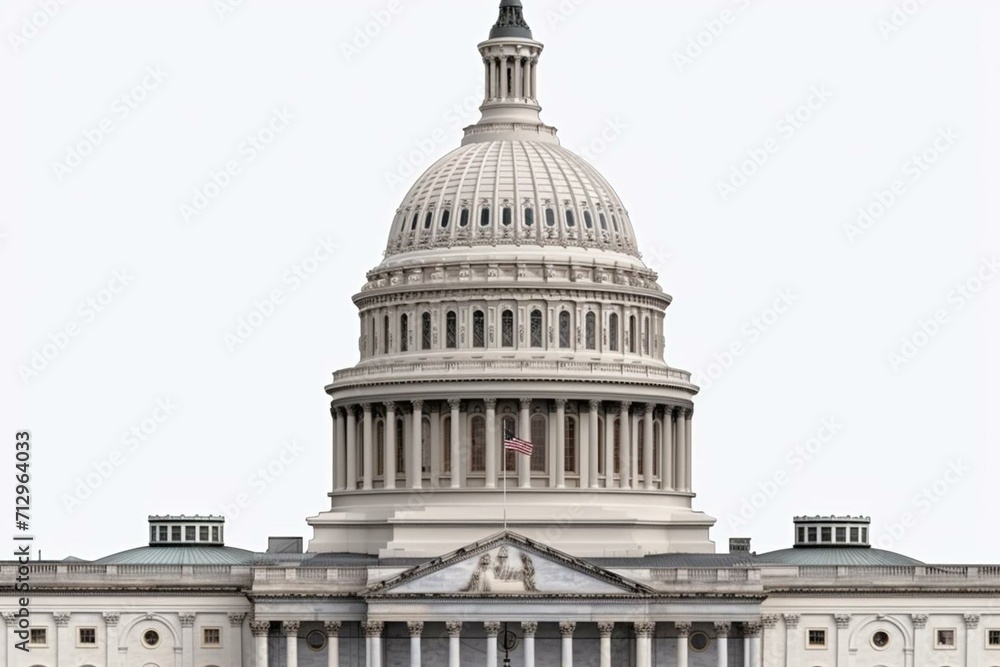 Isolated United States Capitol dome cutout. Generative AI