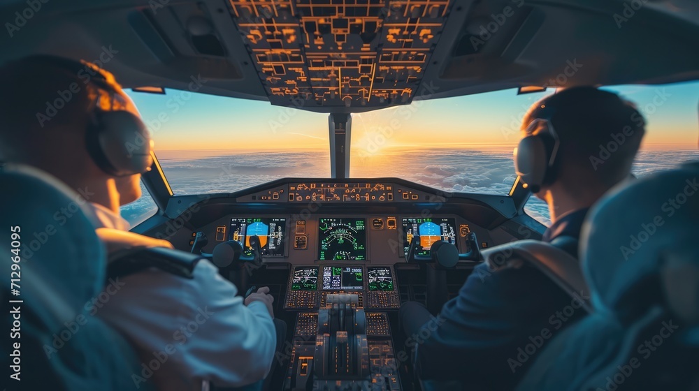 Pilot and copilot in the airplane cockpit, AI generated Image Stock ...