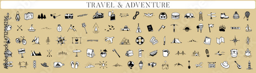 Adventure handdrawn elements, Travel drawings, Illustrations, Travelling, tourism designs, clipart, tattoo
