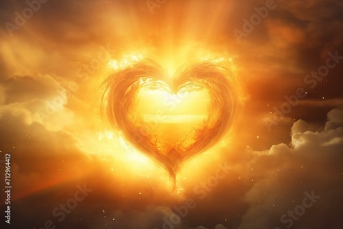 An affectionate sun with heart shape and radiant rays. Generative AI