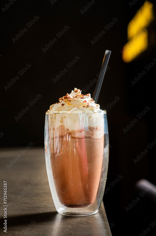 cocoa with whipped cream and chocolate cocoa with whipped cream and chocolate