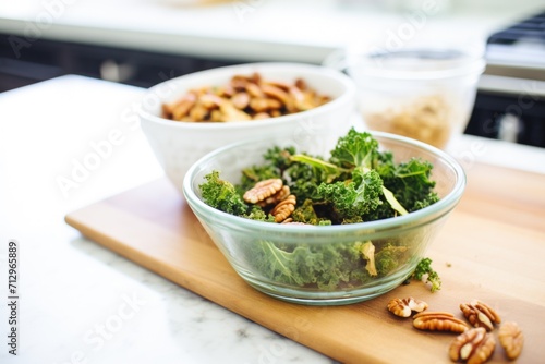 kale chips mixed with nuts for a healthy snack