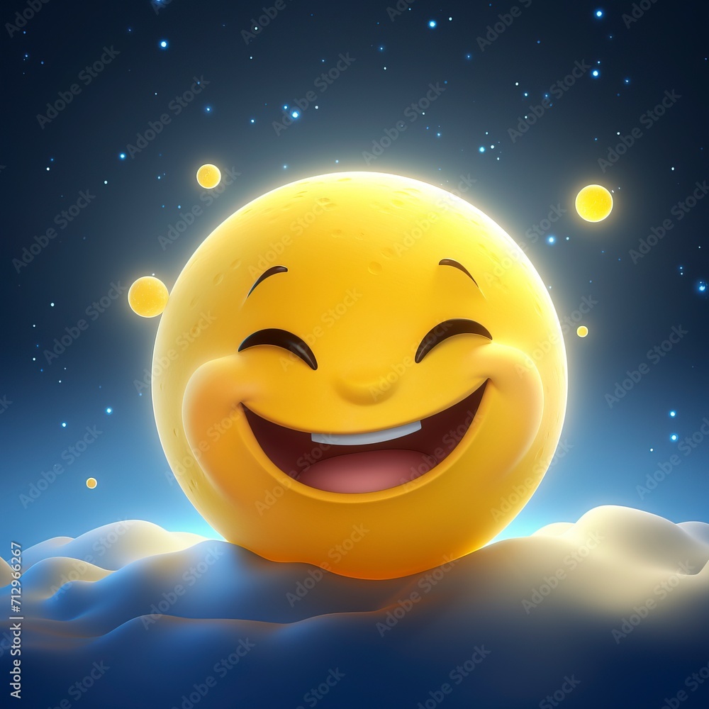 3D style smiling yellow moon wallpaper 3D style smiling yellow moon wallpaper