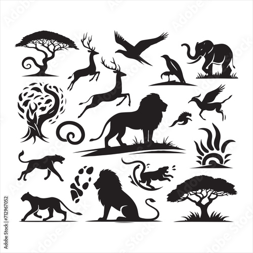 Mystical Moments  Enigmatic Animals Silhouette Set Drawing You into the Mysterious World of Wildlife - Safari Silhouette - Animals Vector 