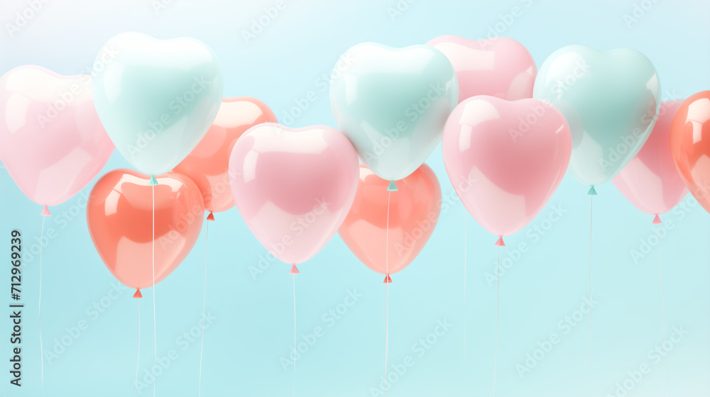 Valentine's Day balloons on a blue background